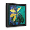 Emerald Green & Purple Abstract Botanical Painting, Heavy Acrylic Texture, Abstract Golden Leaves, Dark and Moody, Framed Gallery Canvas Wraps