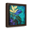Emerald Green & Purple Abstract Botanical Painting, Heavy Acrylic Texture, Abstract Golden Leaves, Dark and Moody, Framed Gallery Canvas Wraps