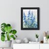 Blue Botanical Wild Flower Wall Art, Watercolor Print | Framed Vertical Poster