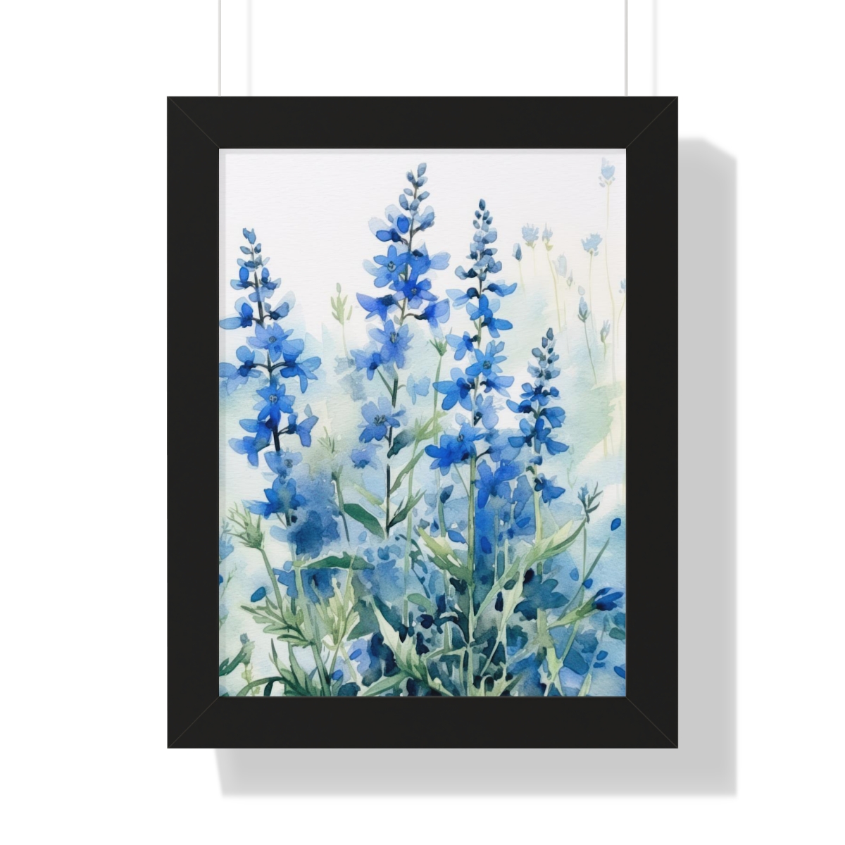 Blue Botanical Wild Flower Wall Art, Watercolor Print | Framed Vertical Poster
