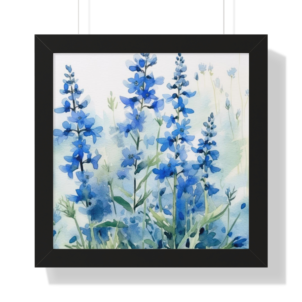 Blue Botanical Wild Flower Wall Art, Watercolor Print | Framed Vertical Poster