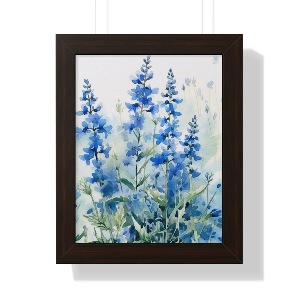 Blue Botanical Wild Flower Wall Art, Watercolor Print | Framed Vertical Poster