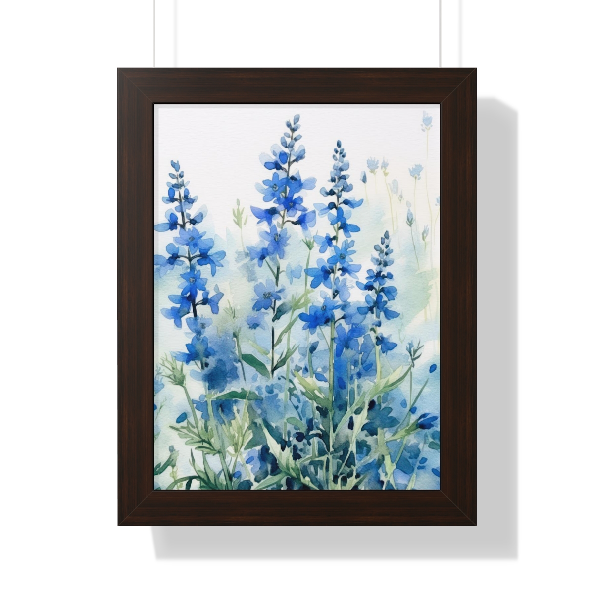 Blue Botanical Wild Flower Wall Art, Watercolor Print | Framed Vertical Poster