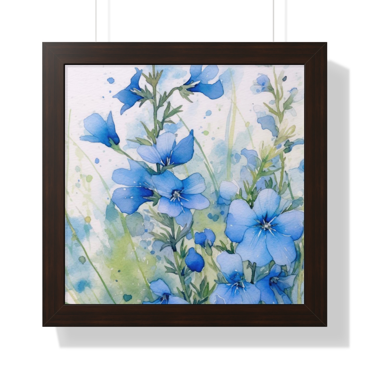 Blue Botanical Wild Flower Wall Art, Watercolor Print | Framed Vertical Poster
