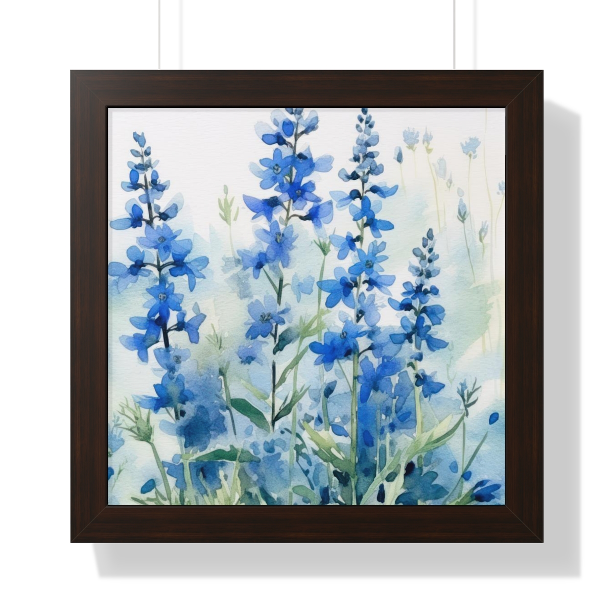 Blue Botanical Wild Flower Wall Art, Watercolor Print | Framed Vertical Poster