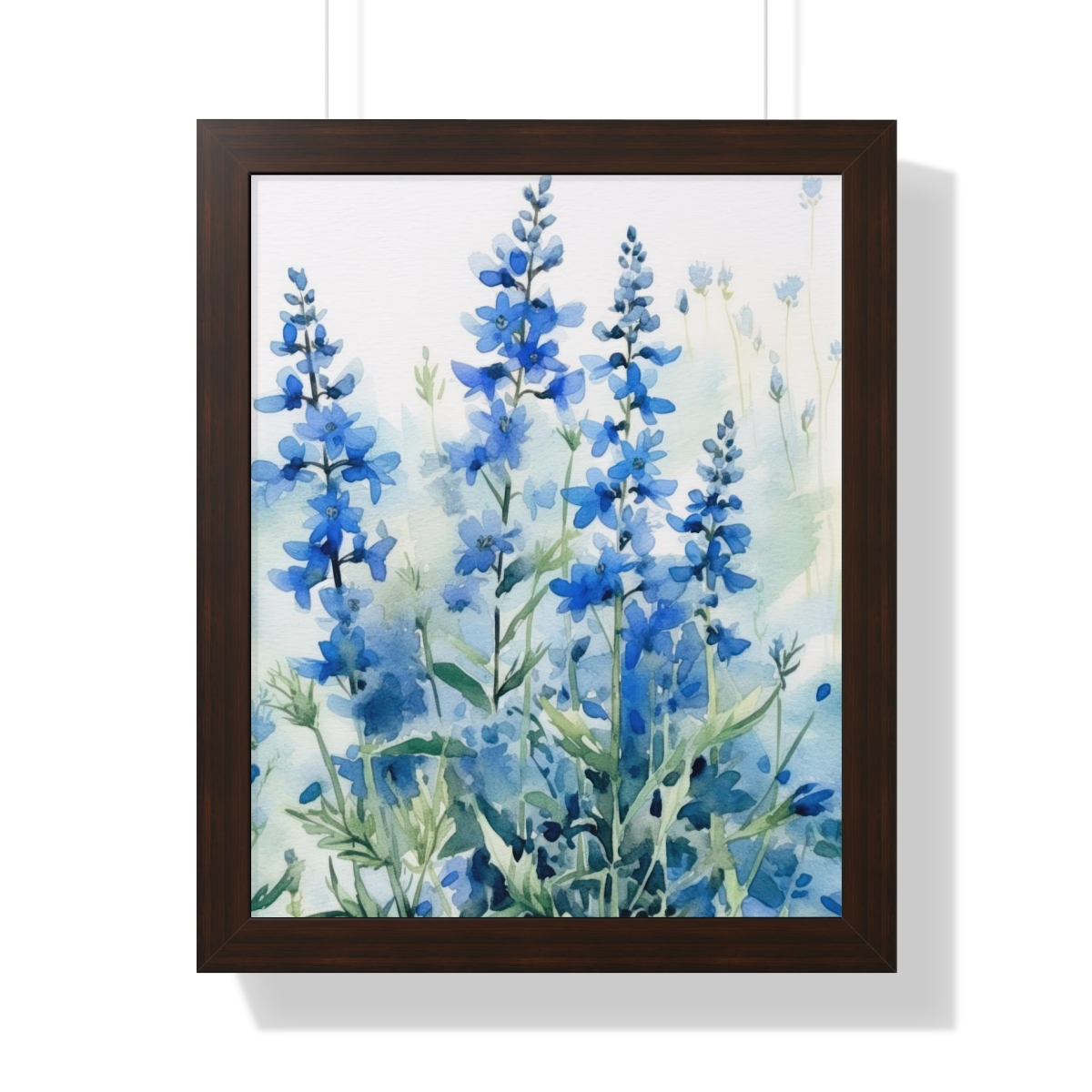 Blue Botanical Wild Flower Wall Art, Watercolor Print | Framed Vertical Poster