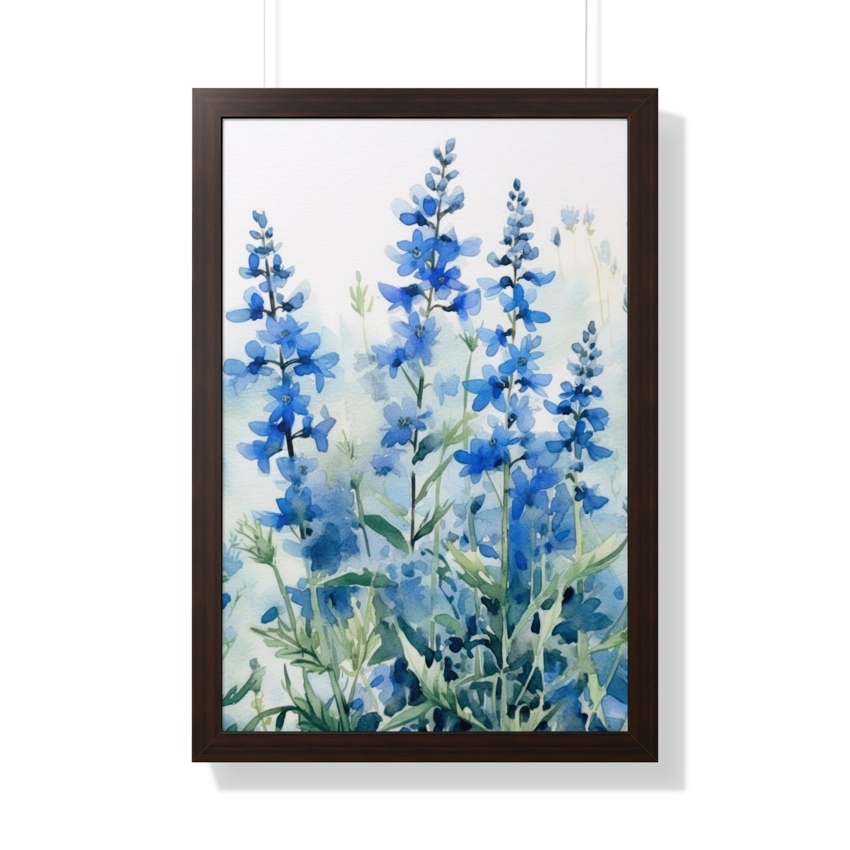 Blue Botanical Wild Flower Wall Art, Watercolor Print | Framed Vertical Poster