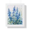 Blue Botanical Wild Flower Wall Art, Watercolor Print | Framed Vertical Poster