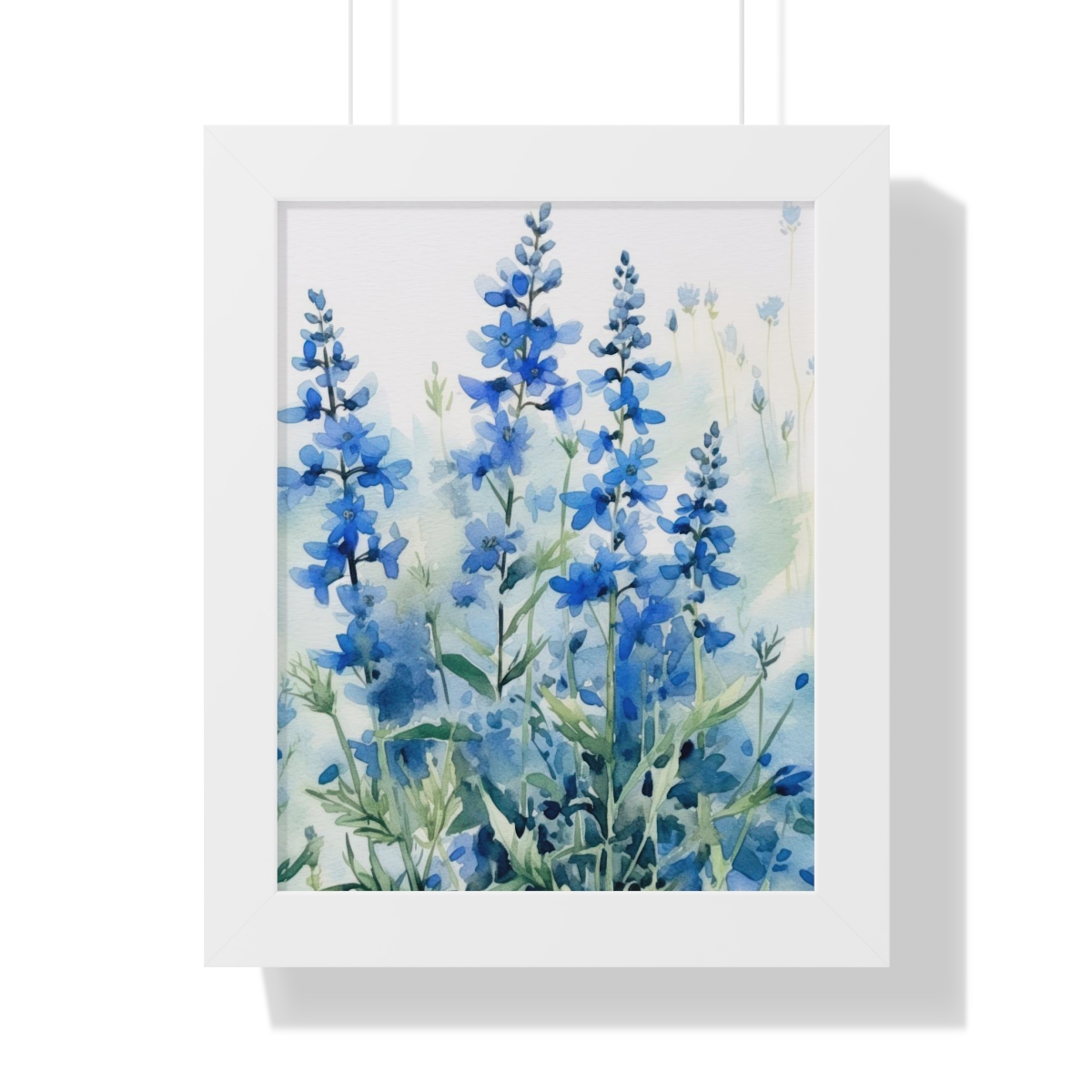 Blue Botanical Wild Flower Wall Art, Watercolor Print | Framed Vertical Poster