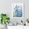 Blue Botanical Wild Flower Wall Art, Watercolor Print | Framed Vertical Poster