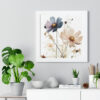 Wild Flower Framed Print | Flowermarket Watercolor Neutral Subdued Botanical Wall Art | Artful Dainty Wild Cosmos Flowers