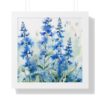 Blue Botanical Wild Flower Wall Art, Watercolor Print | Framed Vertical Poster