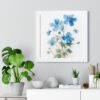 Blue Botanical Wild Flower Wall Art, Watercolor Print, Isolated | Framed Vertical Poster