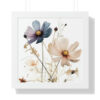Wild Flower Framed Print | Flowermarket Watercolor Neutral Subdued Botanical Wall Art | Artful Dainty Wild Cosmos Flowers