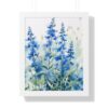 Blue Botanical Wild Flower Wall Art, Watercolor Print | Framed Vertical Poster