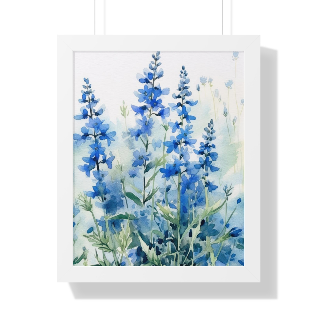 Blue Botanical Wild Flower Wall Art, Watercolor Print | Framed Vertical Poster