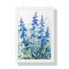 Blue Botanical Wild Flower Wall Art, Watercolor Print | Framed Vertical Poster