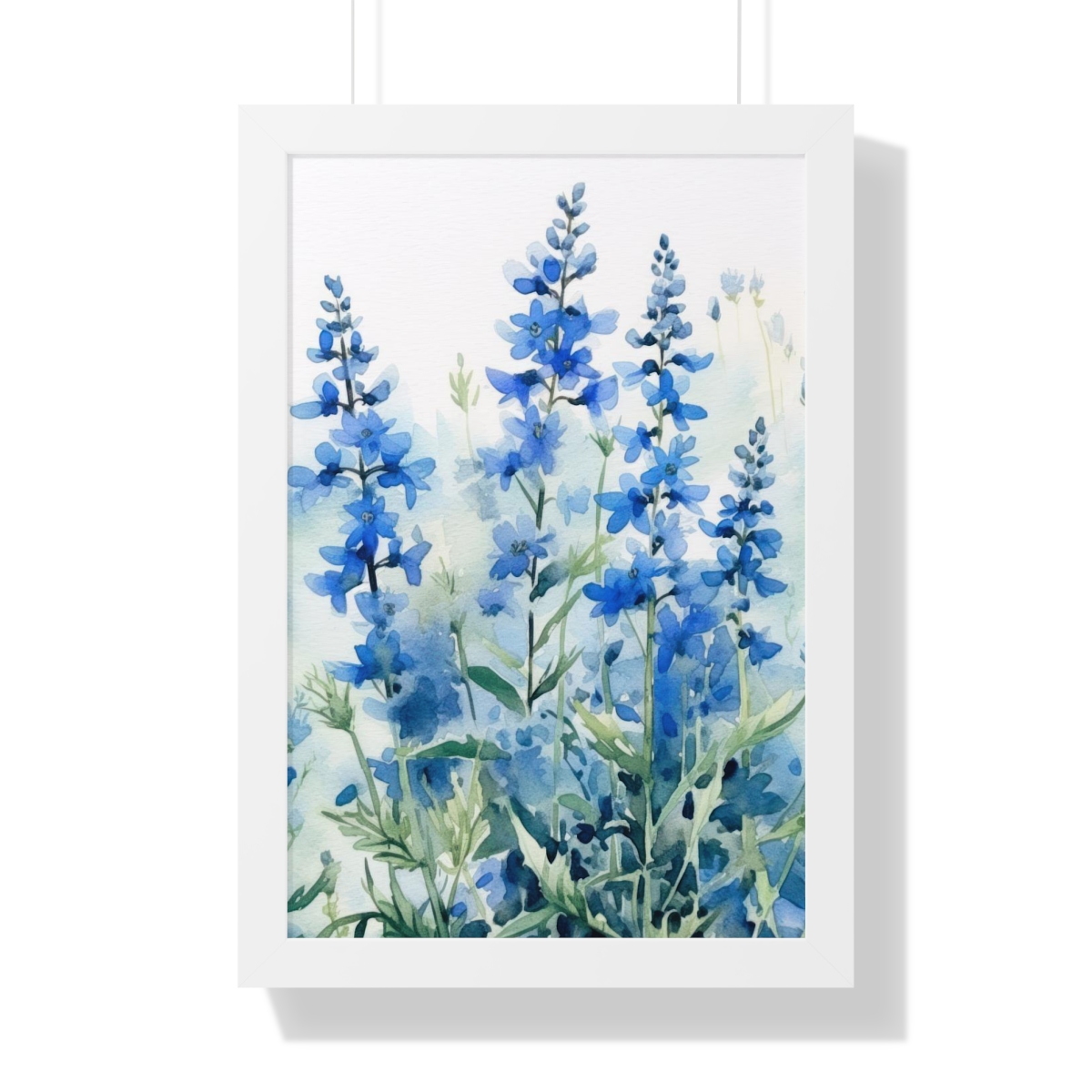 Blue Botanical Wild Flower Wall Art, Watercolor Print | Framed Vertical Poster