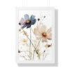 Wild Flower Framed Print | Flowermarket Watercolor Neutral Subdued Botanical Wall Art | Artful Dainty Wild Cosmos Flowers