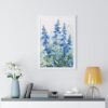Blue Botanical Wild Flower Wall Art, Watercolor Print | Framed Vertical Poster