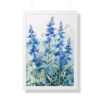 Blue Botanical Wild Flower Wall Art, Watercolor Print | Framed Vertical Poster