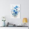 Blue Botanical Wild Flower Wall Art, Watercolor Print, Isolated | Framed Vertical Poster