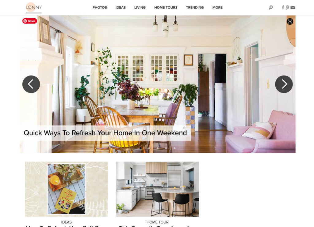 Lonny - Interior Design Website Screenshot