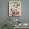 Vintage Floral Wall Art Poster in an entryway with farmhouse console table and plant