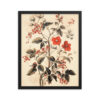 Vintage Floral Motifs with Red Berries 03 | Framed poster