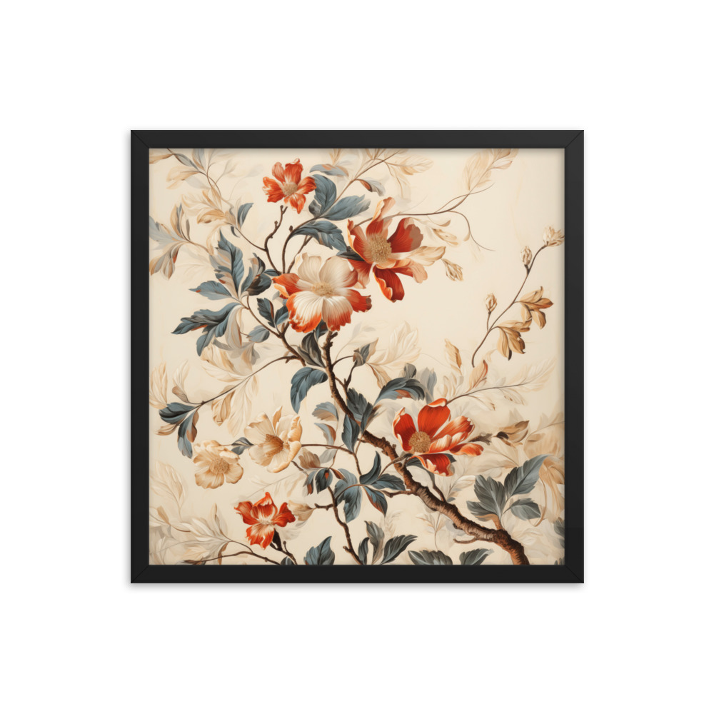 Vintage Floral Motifs with Flowers 03 | Framed Poster