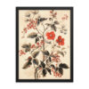 Vintage Floral Motifs with Red Berries 03 | Framed poster