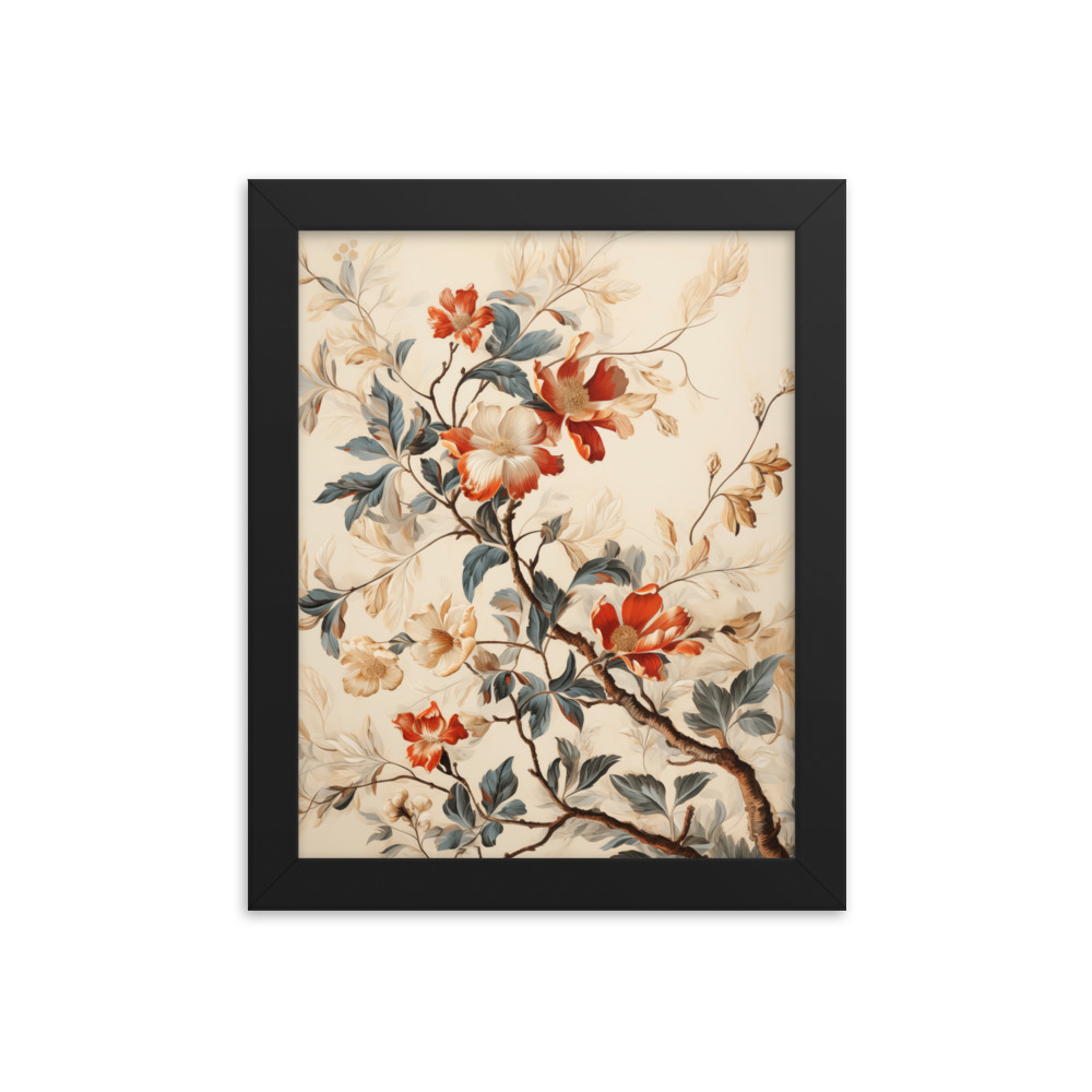 Vintage Floral Motifs with Flowers 03 | Framed Poster