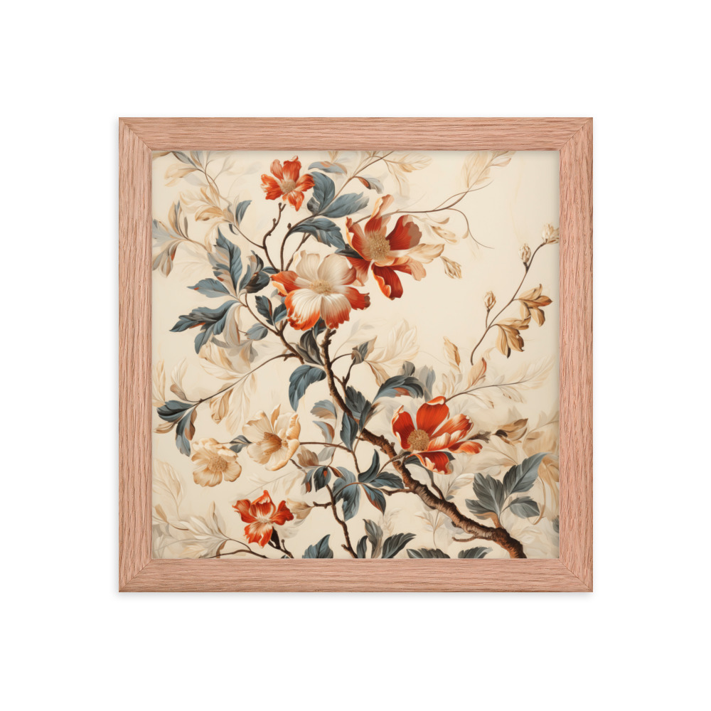 Vintage Floral Motifs with Flowers 03 | Framed Poster