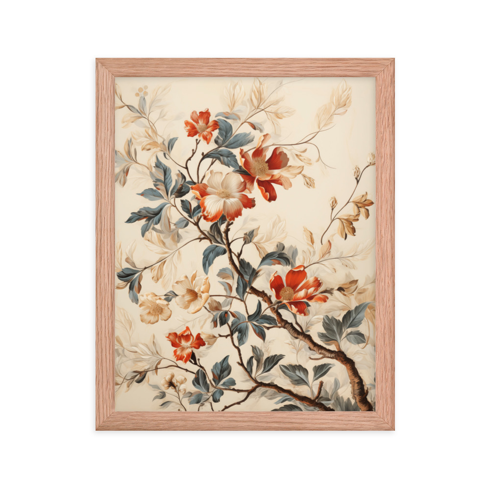 Vintage Floral Motifs with Flowers 03 | Framed Poster