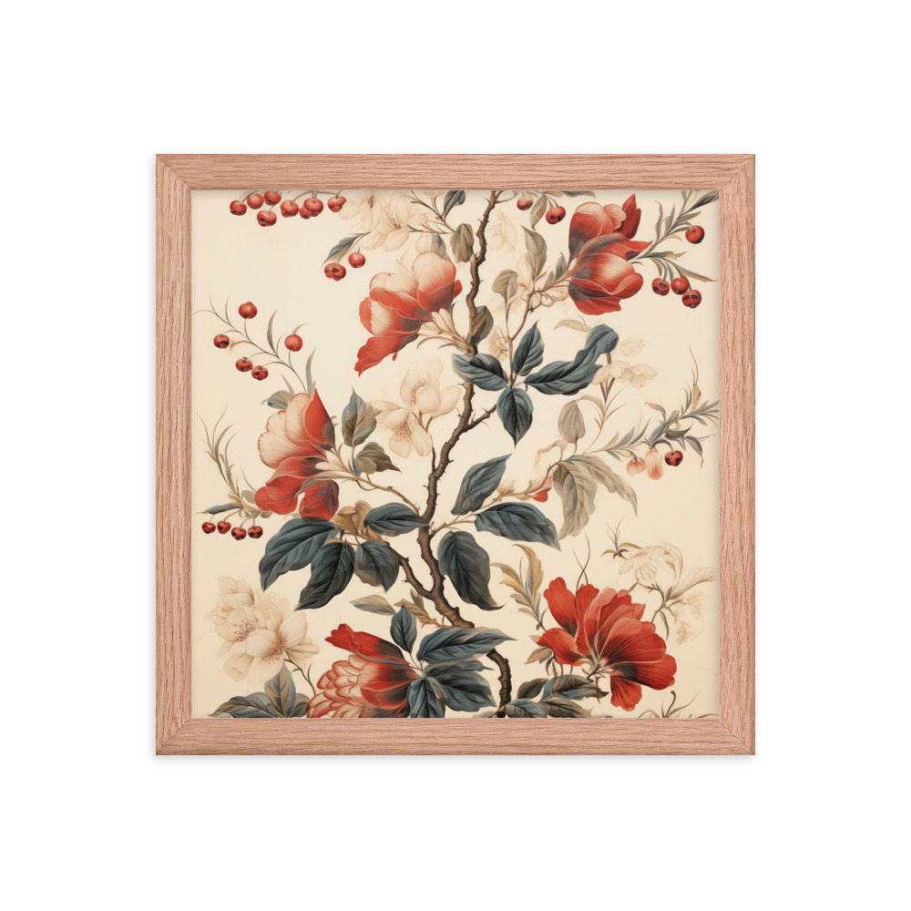 Vintage Floral Motifs with Flowers 02 | Framed Poster