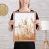Pampas Grass Wall Art with Seascape Background | Framed poster