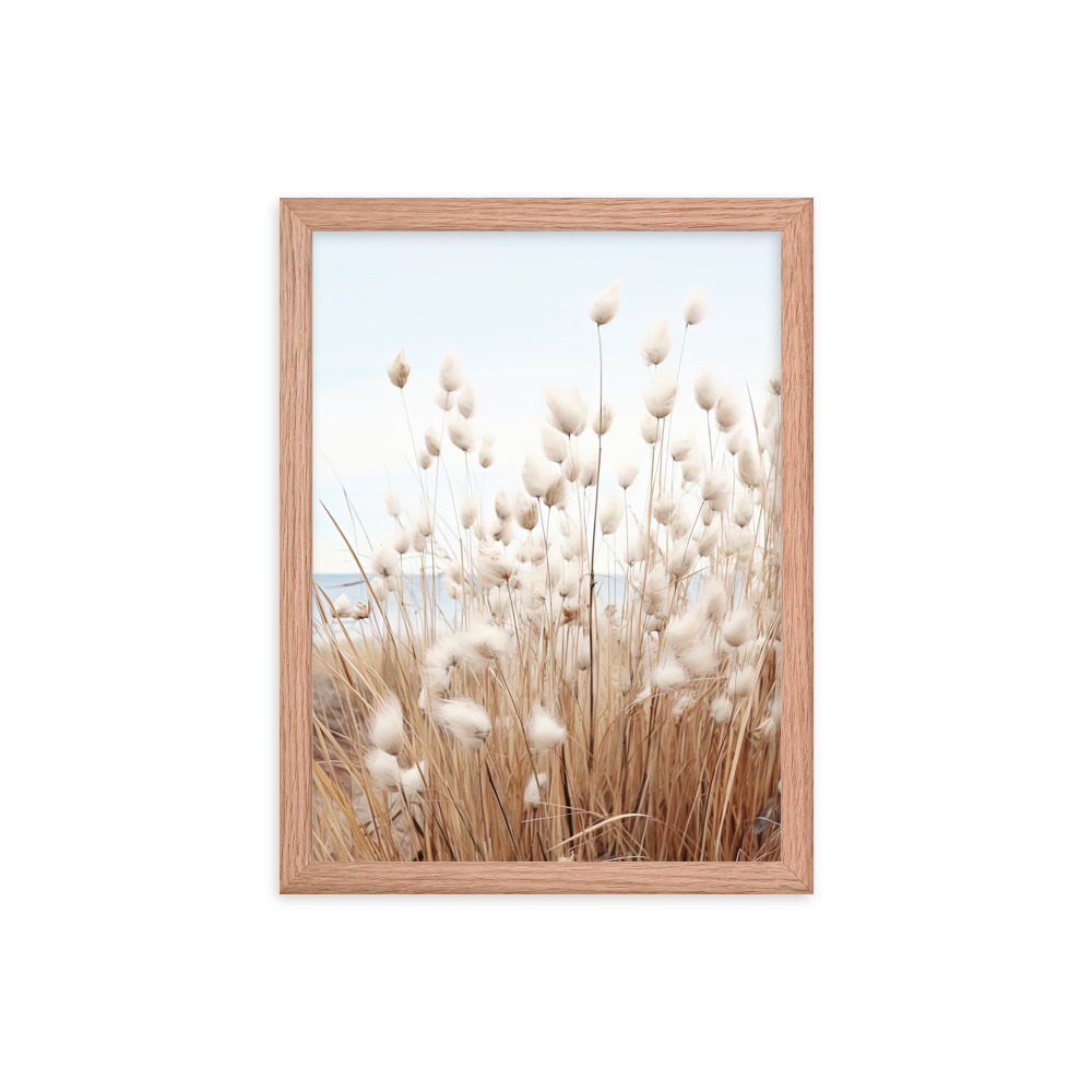 Fluffy Grass Wall Art with Seascape Background | Framed poster