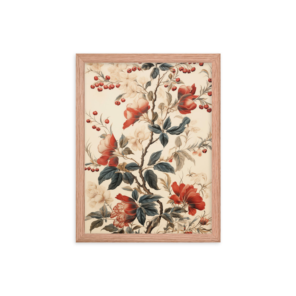 Vintage Floral Motifs with Flowers 02 | Framed Poster