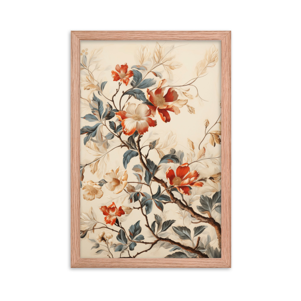 Vintage Floral Motifs with Flowers 03 | Framed Poster