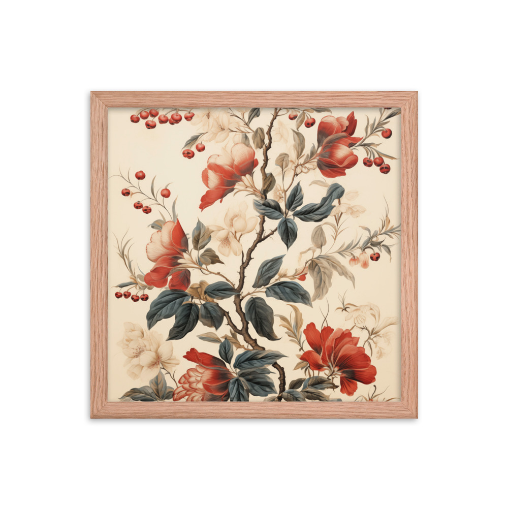 Vintage Floral Motifs with Flowers 02 | Framed Poster