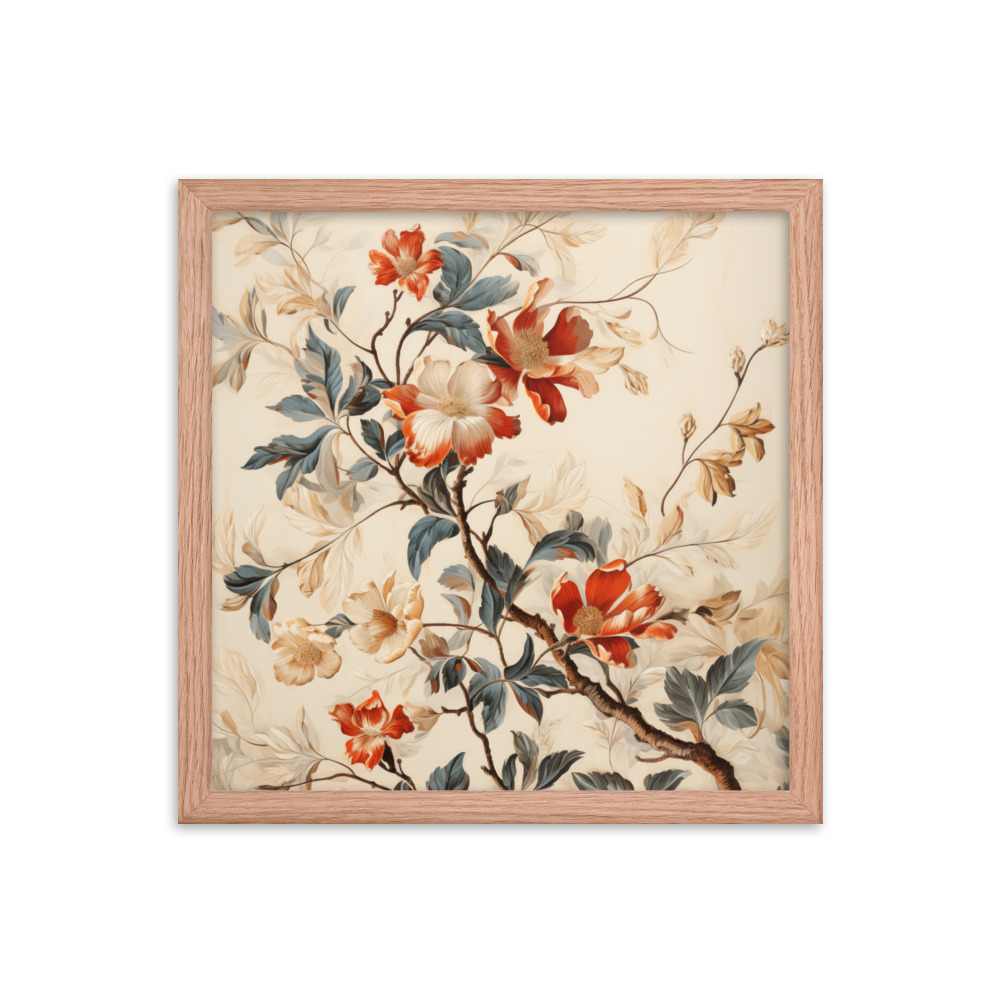 Vintage Floral Motifs with Flowers 03 | Framed Poster