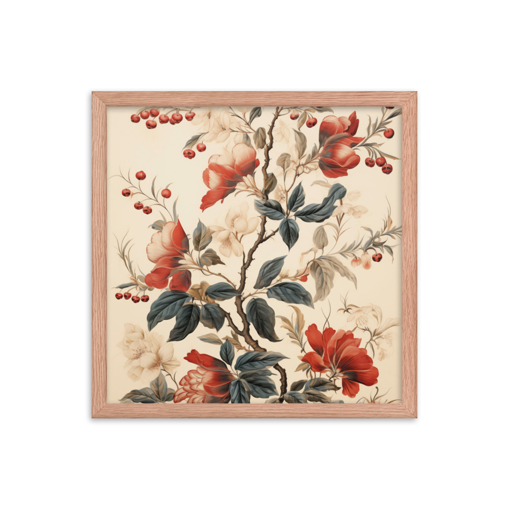 Vintage Floral Motifs with Flowers 02 | Framed Poster