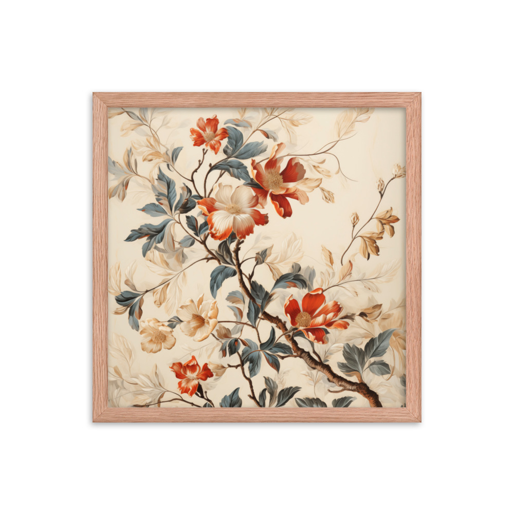 Vintage Floral Motifs with Flowers 03 | Framed Poster