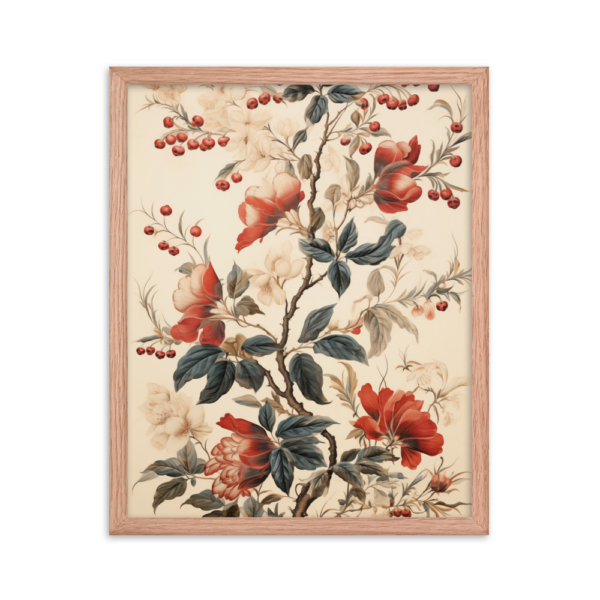 Vintage Floral Motifs with Flowers 02 | Framed Poster