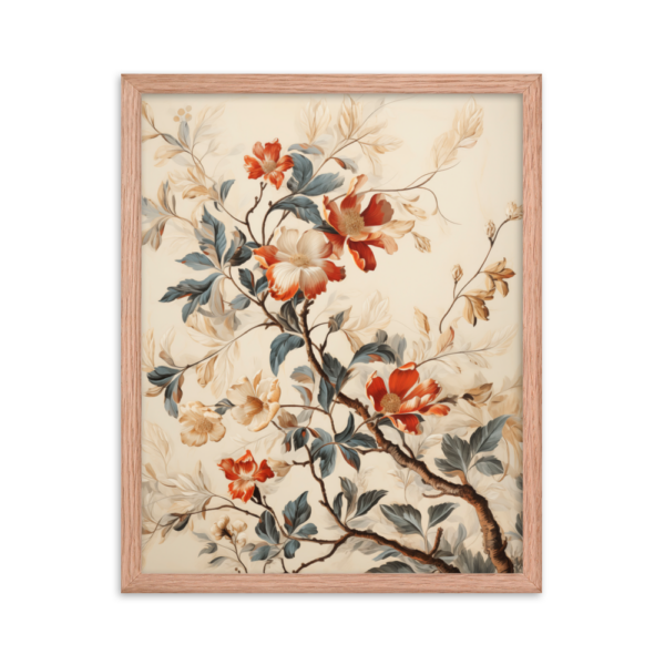 Vintage Floral Motifs with Flowers 03 | Framed Poster