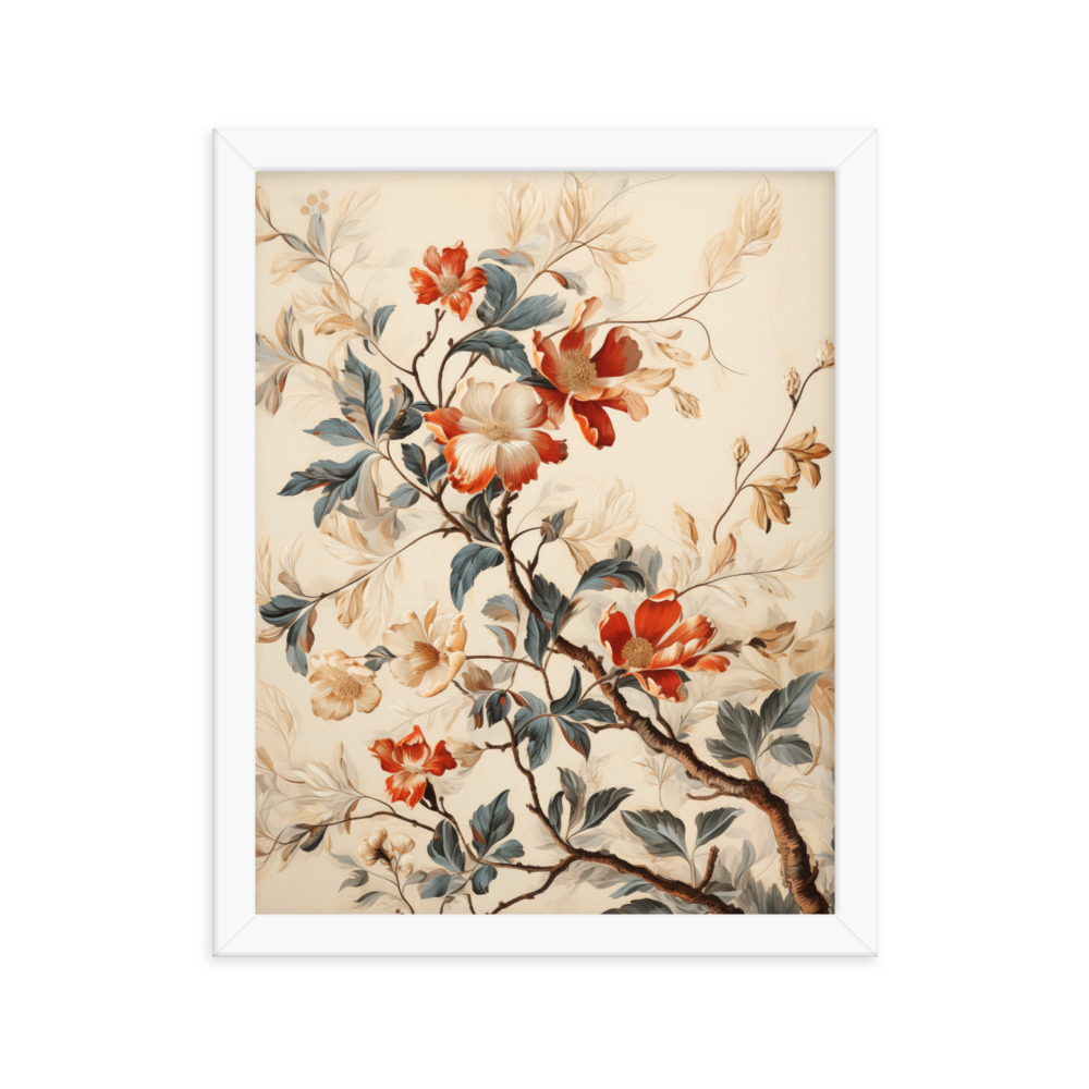 Vintage Floral Motifs with Flowers 03 | Framed Poster