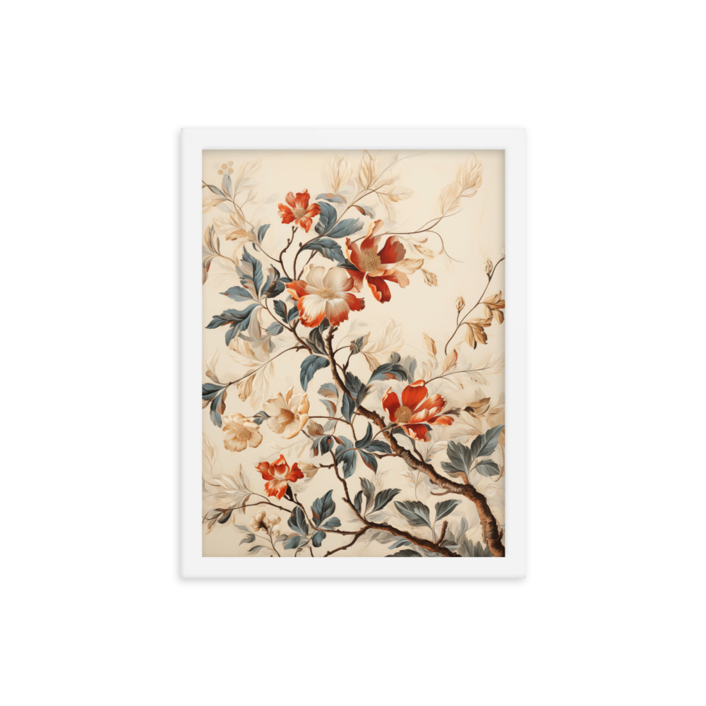 Vintage Floral Motifs with Flowers 03 | Framed Poster