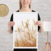 Pampas Grass Wall Art with Seascape Background | Framed poster