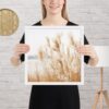 Pampas Grass Wall Art with Seascape Background | Framed poster