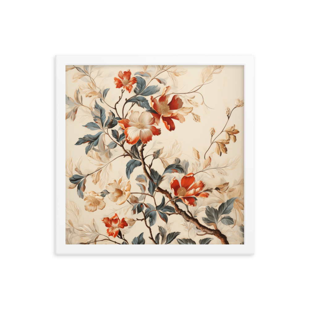 Vintage Floral Motifs with Flowers 03 | Framed Poster